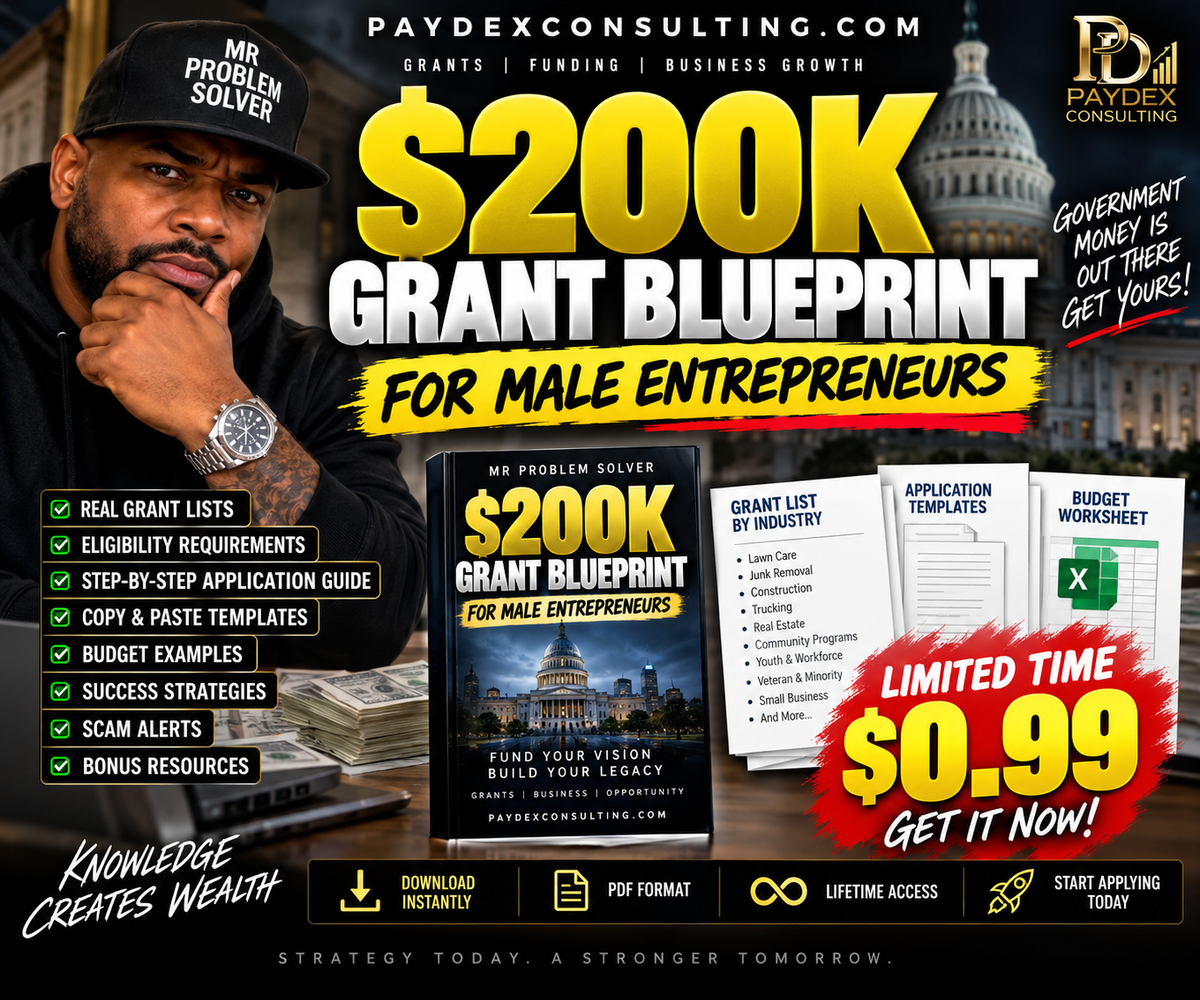 $200K Grant Blueprint for Male Entrepreneurs — 2026 Business Grant Funding Guide